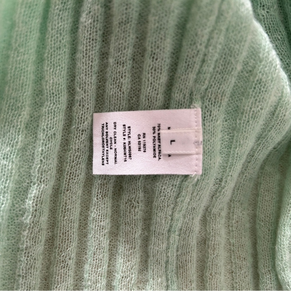 Helmut Lang Mint Green Wrap Button Alpaca Sweater - Picture 7 of 8